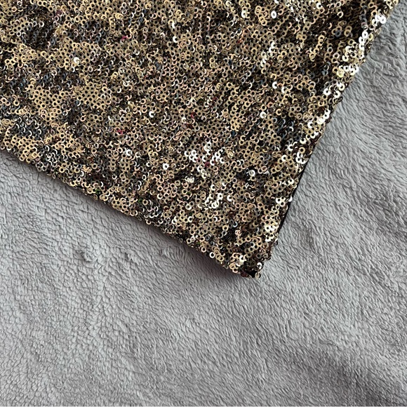 Calvin Klein Sequin Sleeveless Holiday Party Ribbed Tank Top Gold Black Large - Picture 5 of 10